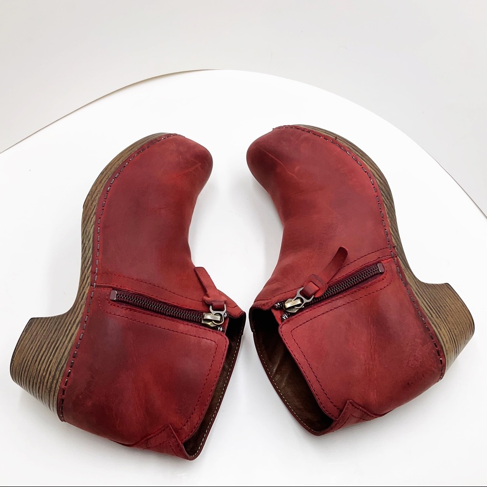 {Dansko} Max Red Leather Ankle Clog Booties - Picture 11 of 16
